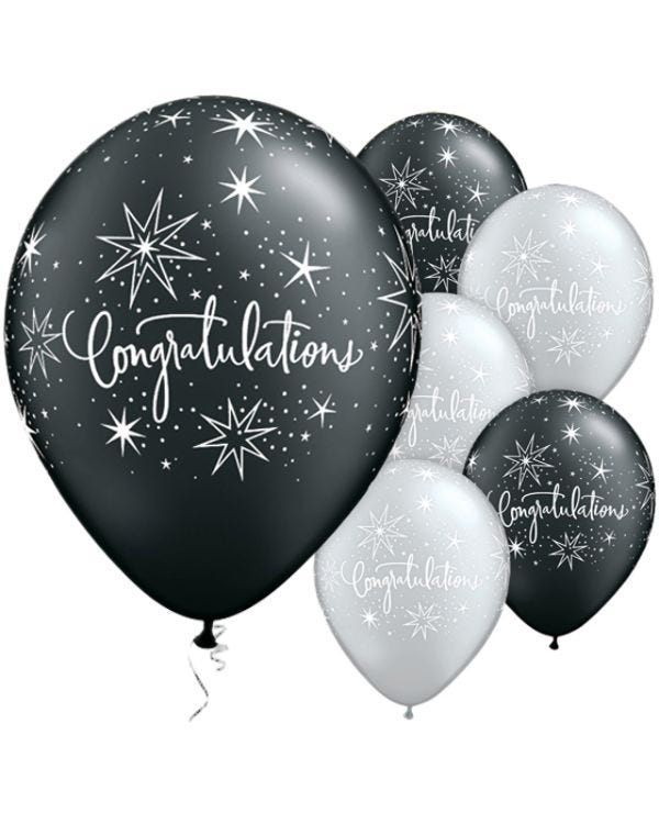 Congratulations! Elegant Design Balloons - 11&quot; Latex (25pk)