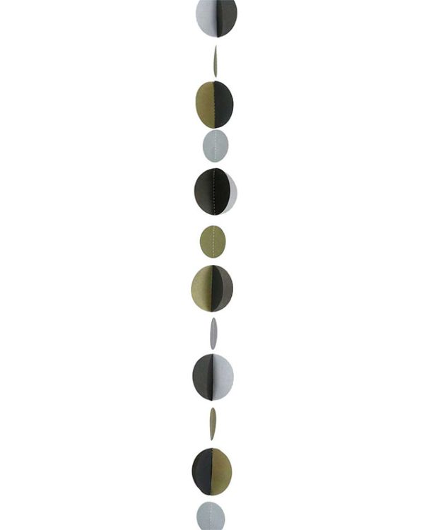 Gold, Silver &amp; Black Circles Balloon Tail - 1.2m