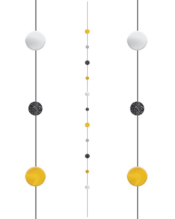 Black, Silver &amp; Gold Glitter Paper Circles Balloon Tail - 1.8m