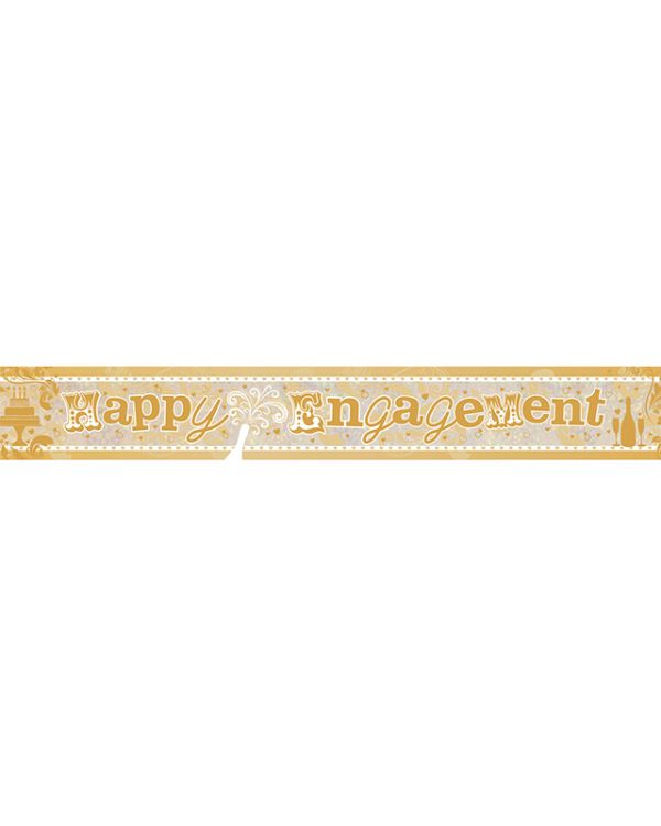 Holographic Happy Engagement Foil Banner - 2.7m