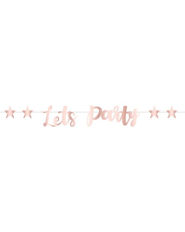Rose Gold Let&#039;s Party Paper Banner - 1.8m