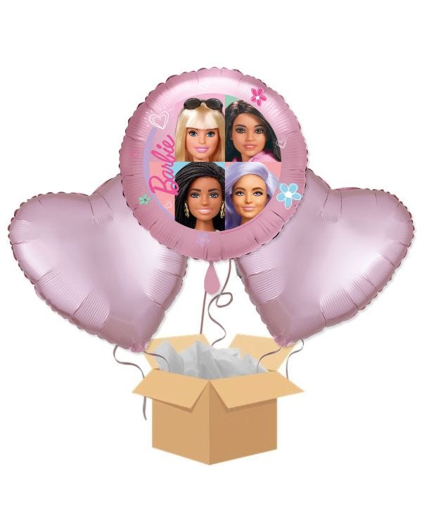 Pink Barbie Balloon Bouquet - Delivered Inflated