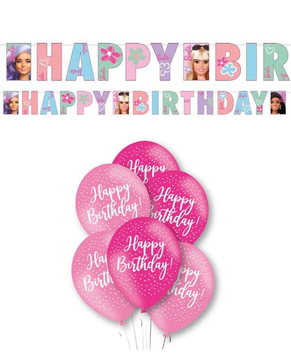 Barbie Birthday Banner &amp; Balloons Kit