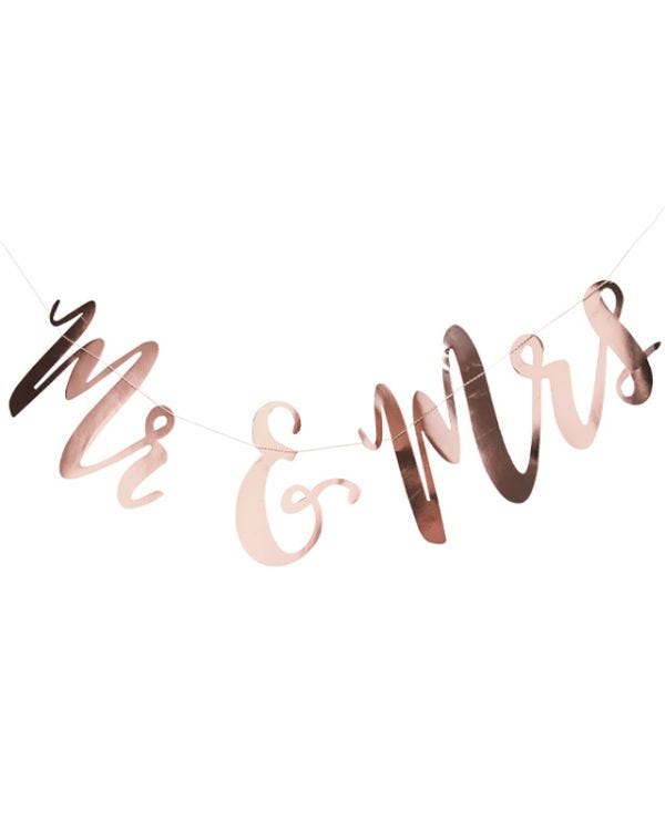 Beautiful Botanics &#039;Mr &amp; Mrs&#039; Rose Gold Bunting - 1.5m