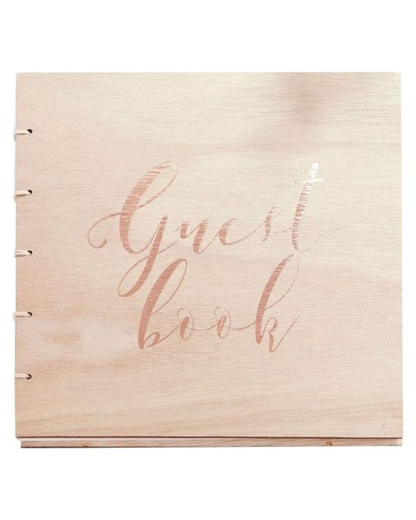Beautiful Botanics Wooden Rose Gold Foiled Guest Book