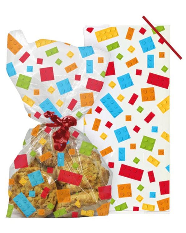 Building Blocks Cello Treat Bags with Twist Ties (12pk)