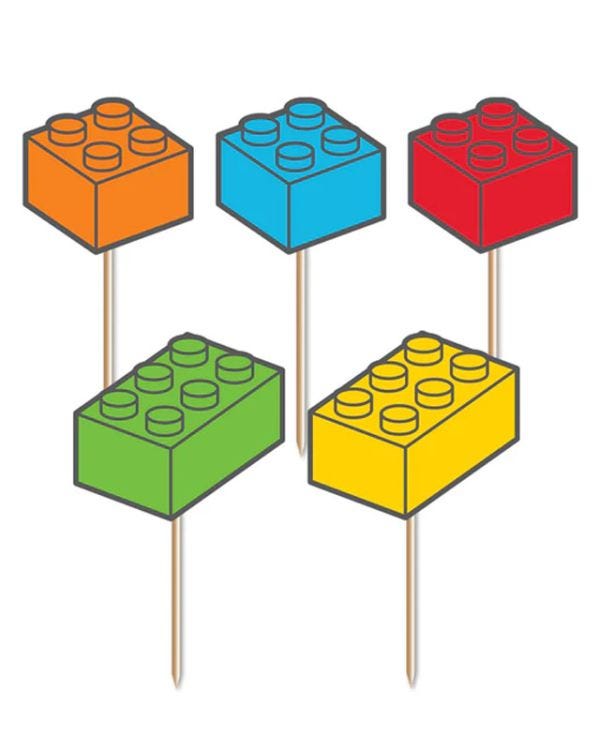 Building Blocks Cupcake Toppers (12pk)