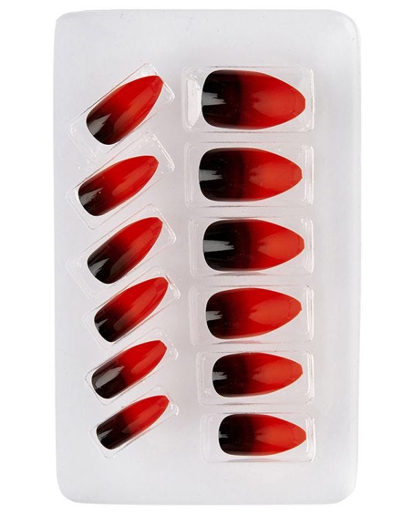 Red Ombre Stiletto Nails