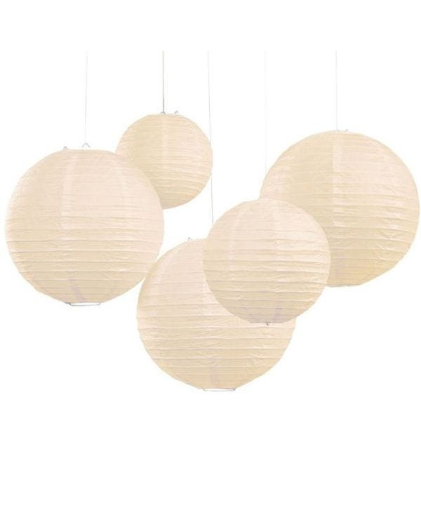 Boho Wedding Ivory Paper Lanterns - 30cm &amp; 20.5cm
