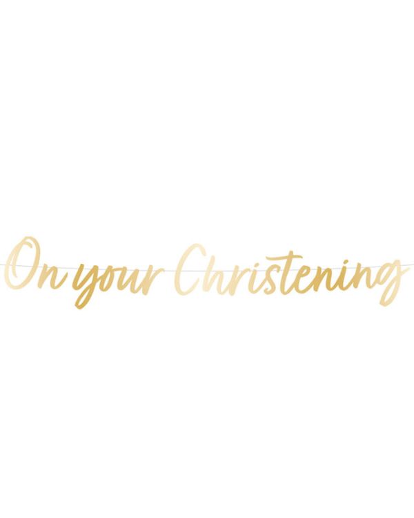 Botanical Celebration &#039;On your Christening&#039; Paper Banner - 1.6m
