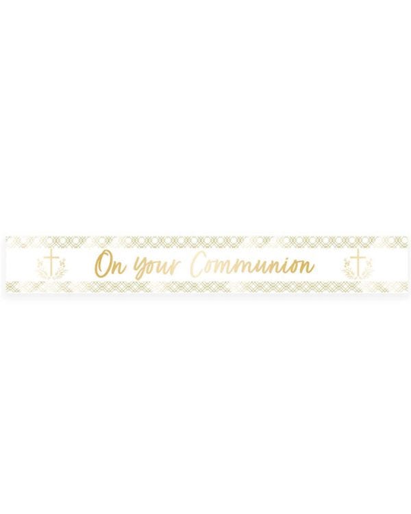 Botanical Celebration &#039;On your Communion&#039; Foil Banner - 2.7m