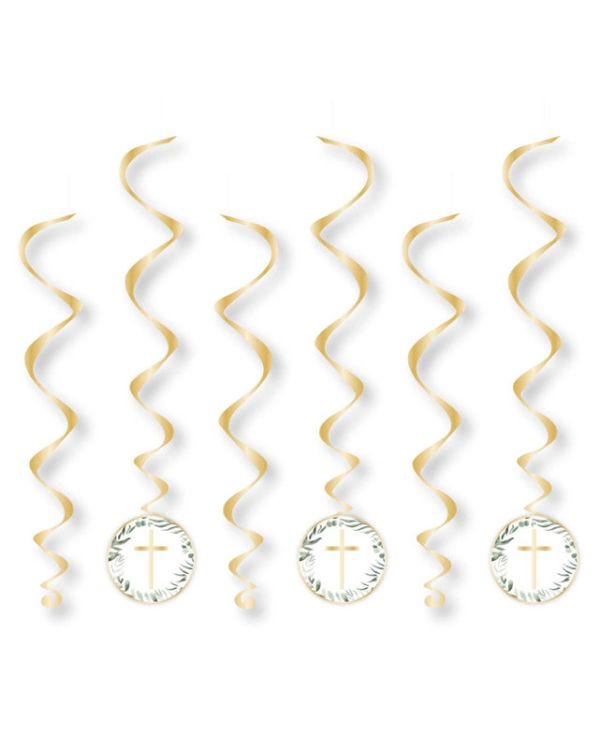 Botanical Celebration Cross Hanging Swirl Decorations (6pk)