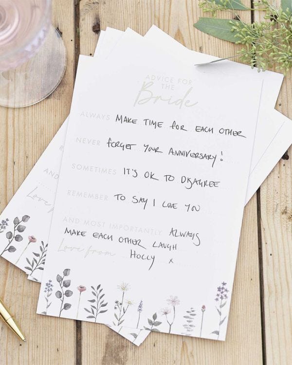 Bridal Bloom Floral Advice to the Bride Cards (10pk)