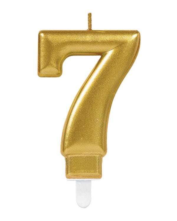 Gold Number 7 Candle - 7.5cm