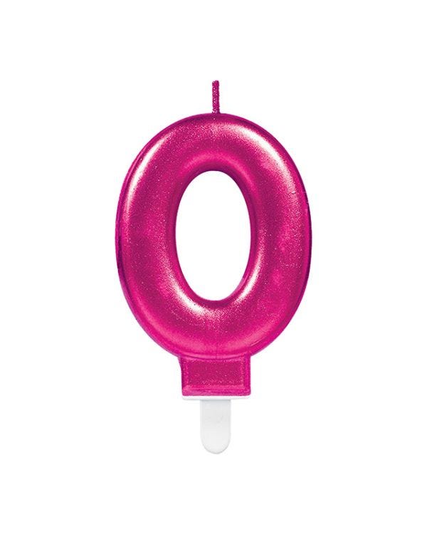 Pink Number 0 Candle - 7.5cm