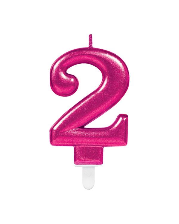 Pink Number 2 Candle - 7.5cm