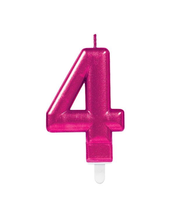Pink Number 4 Candle - 7.5cm