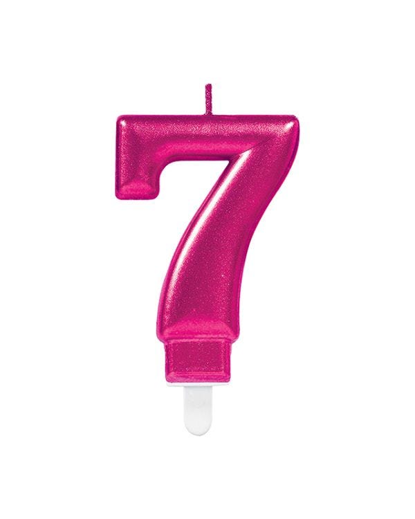 Pink Number 7 Candle - 7.5cm