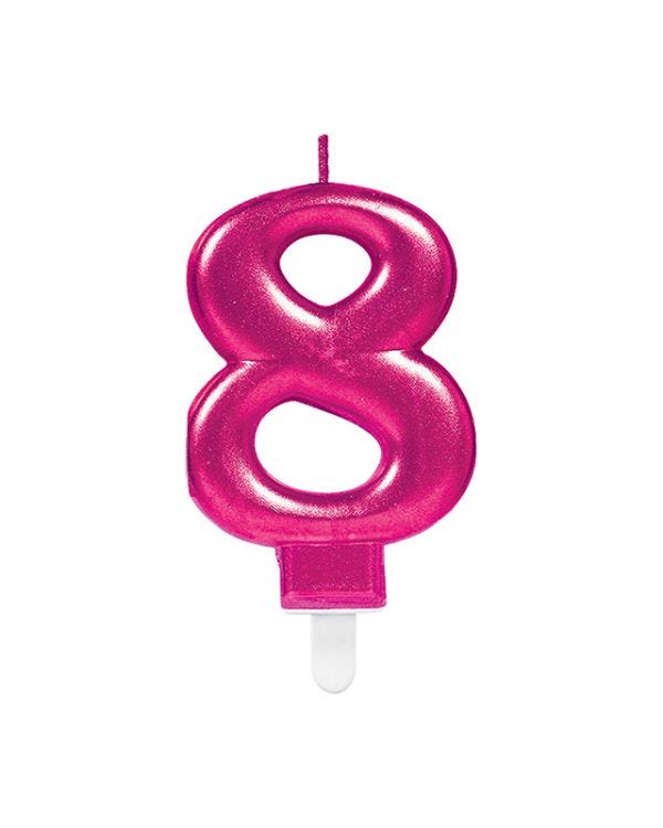 Pink Number 8 Candle - 7.5cm