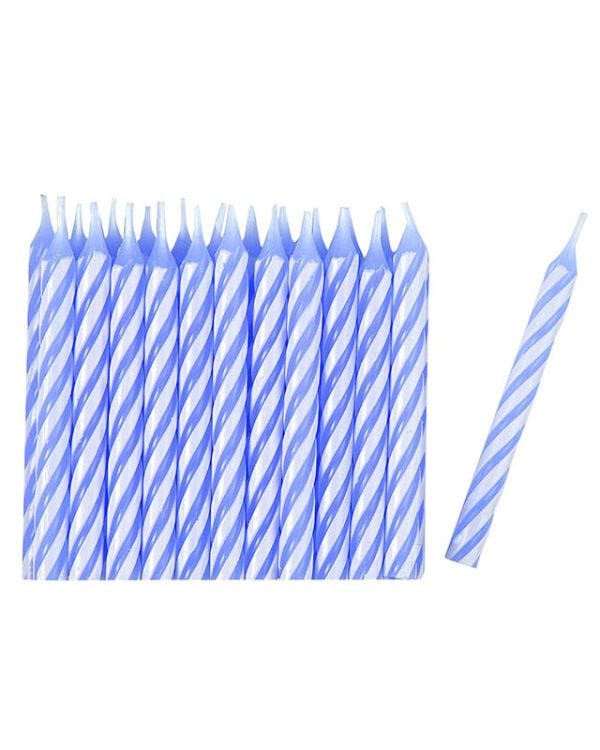 Blue Stripe Metallic Spiral Candles (24pk)