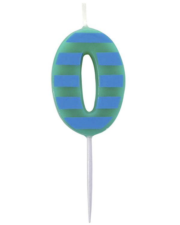 Dots &amp; Stripes Number 0 Candle - 4.5cm