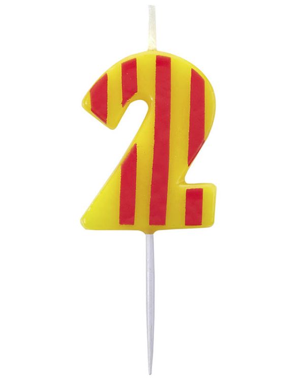 Dots &amp; Stripes Number 2 Candle - 4.5cm