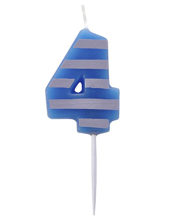 Dots &amp; Stripes Number 4 Candle - 4.5cm