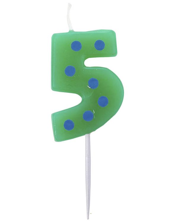 Dots &amp; Stripes Number 5 Candle - 4.5cm