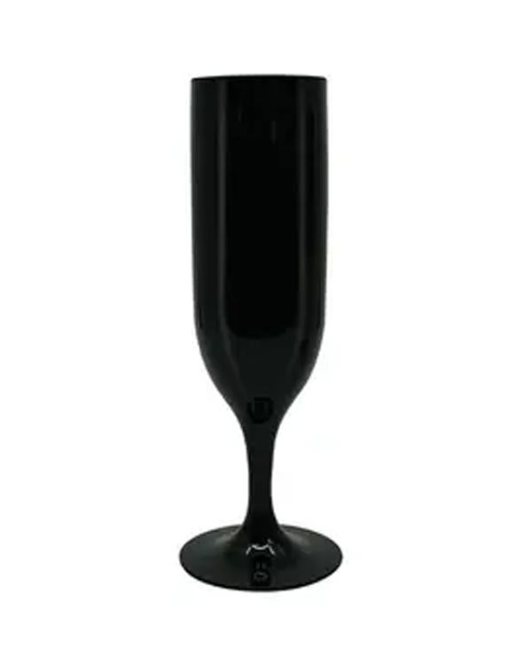 Black Reuseable Plastic Champagne Flutes (2pk)