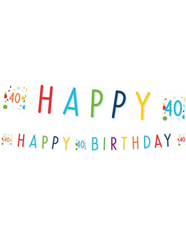 Confetti Birthday Age 40 Letter Banner - 1.8m
