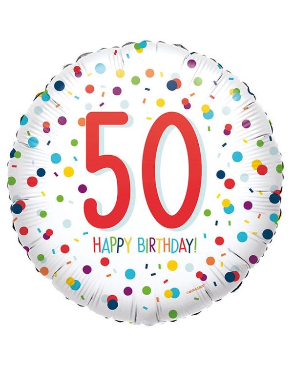 Confetti Birthday Age 50 Balloon - 18&quot; Foil