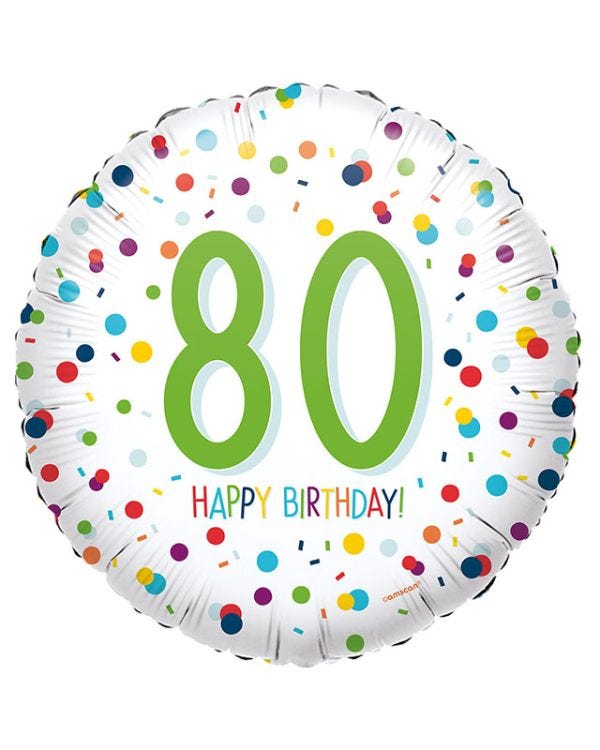 Confetti Birthday Age 80 Balloon - 18&quot; Foil