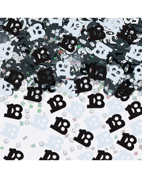 18th Birthday Black &amp; Silver Table/Invite Confetti - 14g