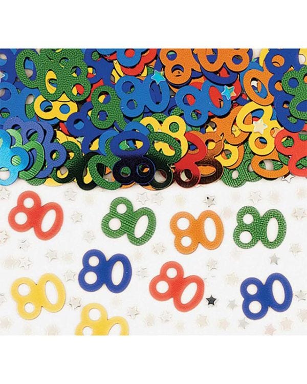 Multicolour Age 80 Metallic Confetti (14g)