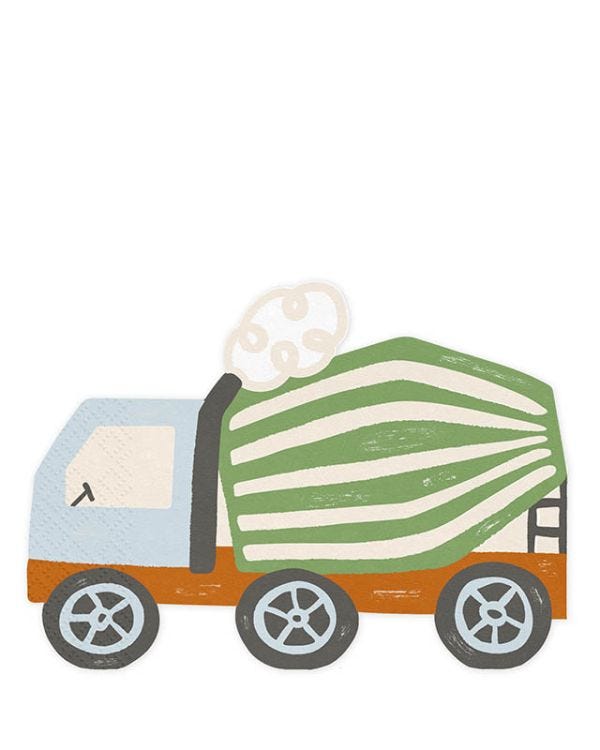 Construction Vehicle Shaped Paper Napkins - 32cm (20pk)