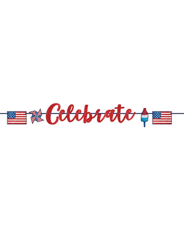 4th July Celebrate Glitter Banner - 3.65m