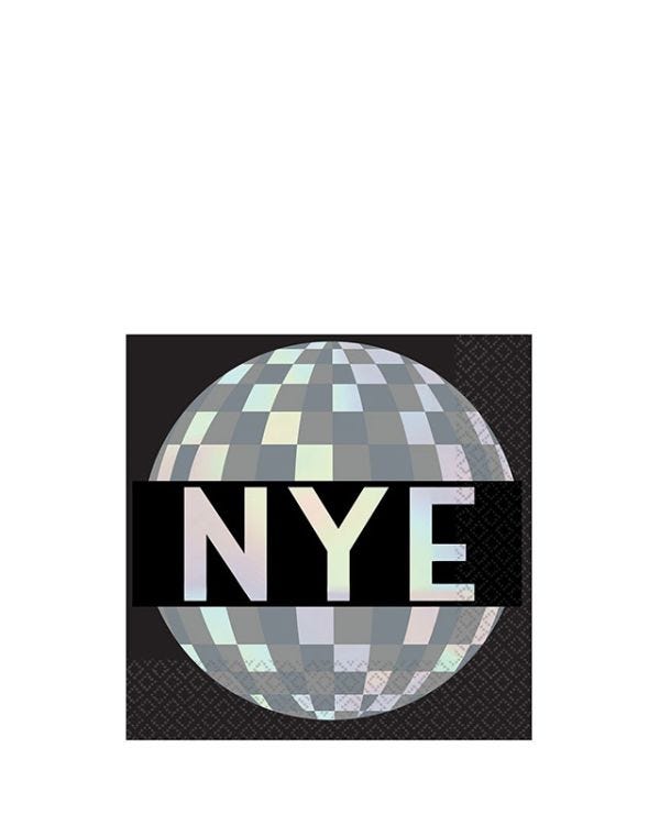 Disco Ball Drop Iridescent Beverage Napkin - 25cm (16pk)