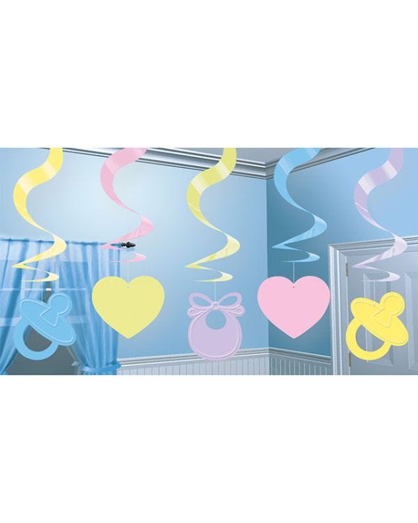Baby Shower Hanging Swirl Decoration (5pk)