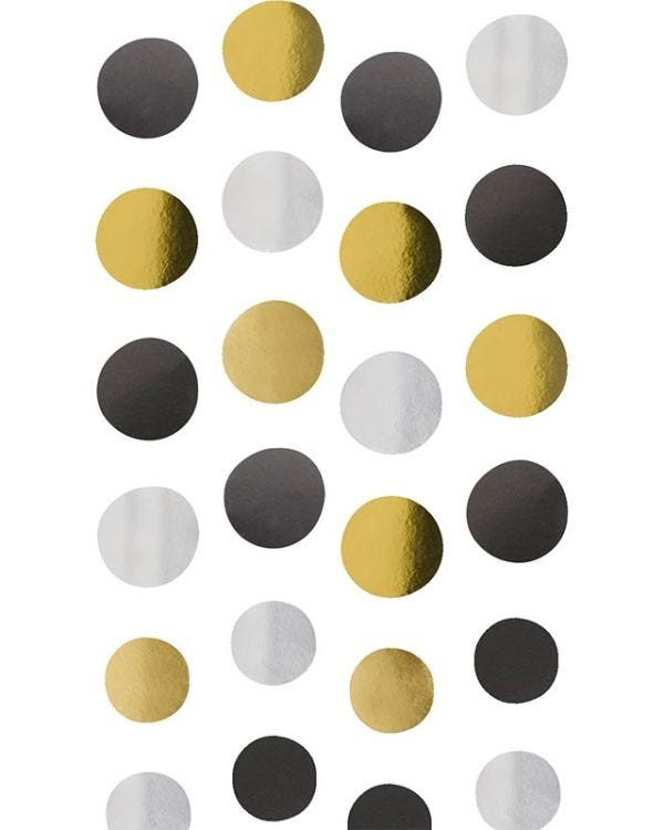 Black Silver Gold String Decorations - 1.3m (4pk)