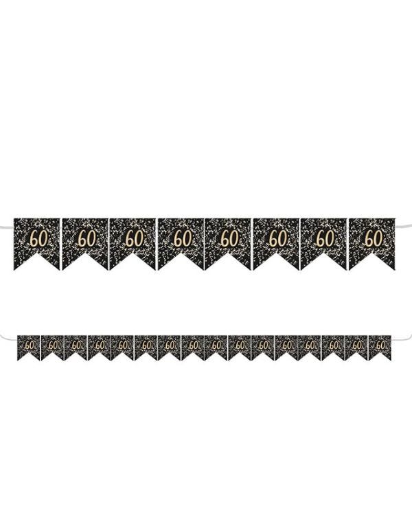 Gold 60th Paper Flag Bunting - 3.2m