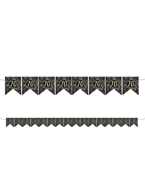 Gold 70th Paper Flag Bunting - 3.2m