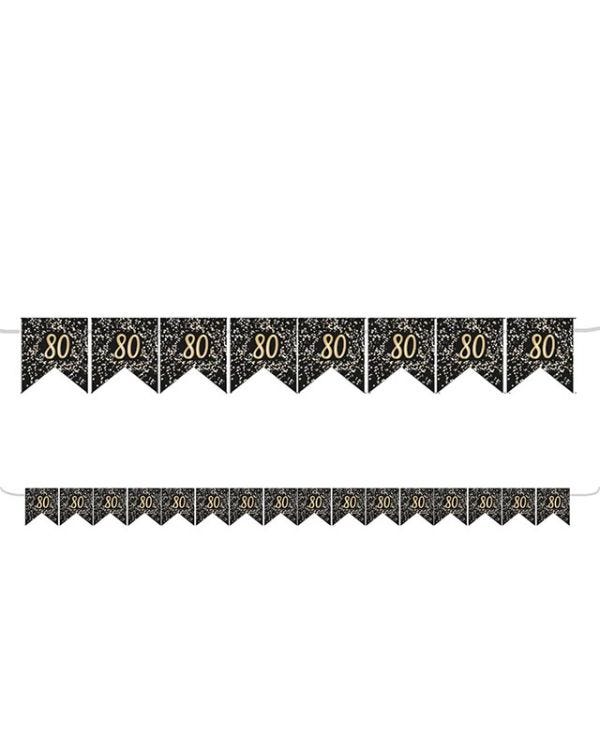 Gold 80th Paper Flag Bunting - 3.2m