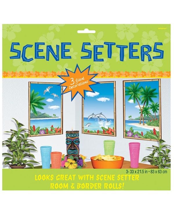 Hawaiian Window View Scene Setters - 85cm x 1.65m (3pk)