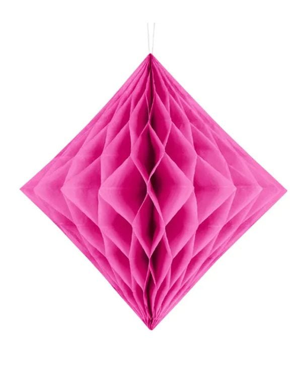 Hot Pink Honeycomb Diamond Paper Decoration - 30cm