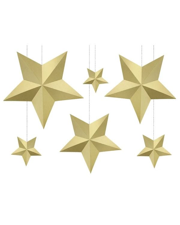 Gold Hanging Stars (6pk)