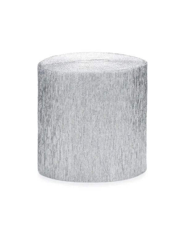 Silver Crepe Streamer (4pk)