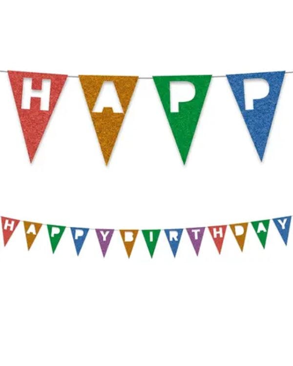 Happy Birthday Reuseable Felt Flag Banner - 2m