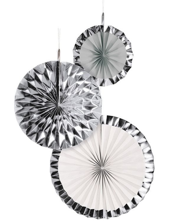 Silver Dream Paper Fans (3pk)