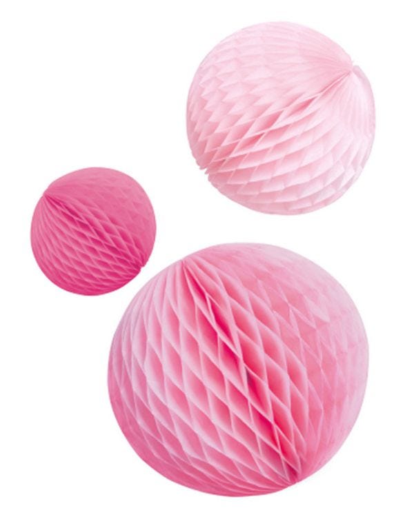 Hot Pink Honeycomb Balls (3pk)