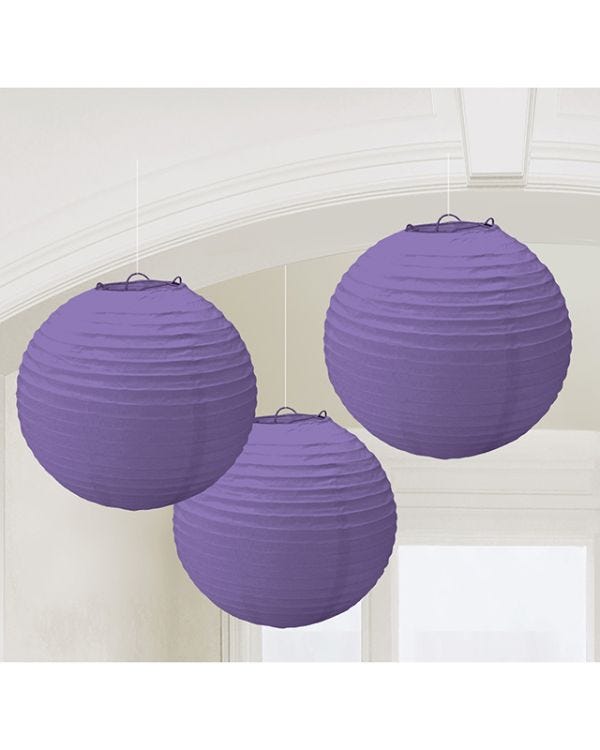 Bright Royal Blue Paper Lantern Decorations - 24cm (3pk)